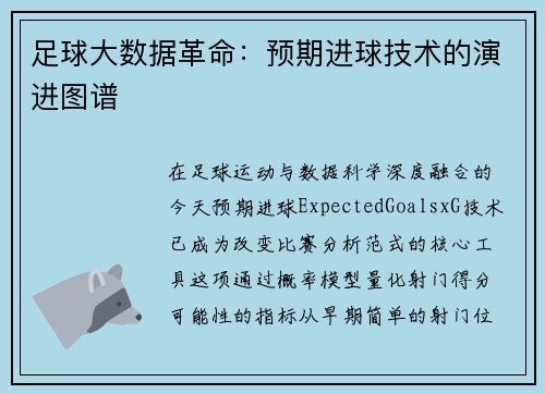 足球大数据革命：预期进球技术的演进图谱